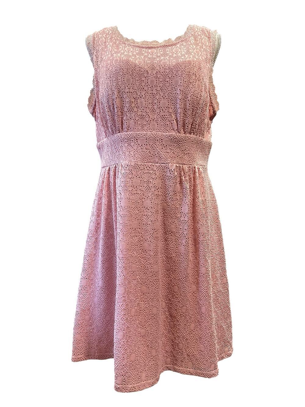 Dressbarn Coquette Pink Floral Lace Dress Sz 12 Back Zip Keyhole